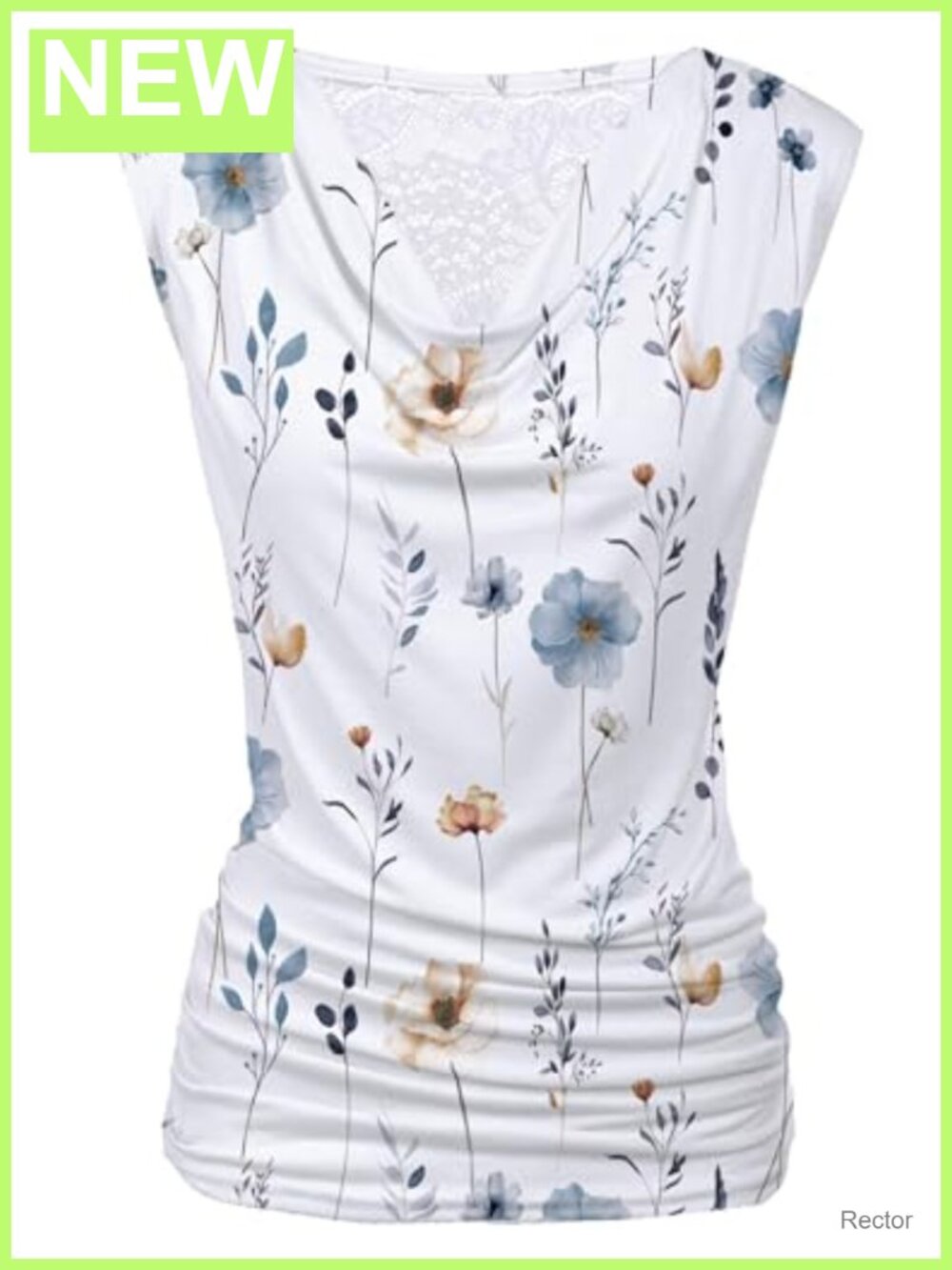 Women's Ruched Tank Top Sleeveless Cowl Neck Polyester Spandex Business Casual